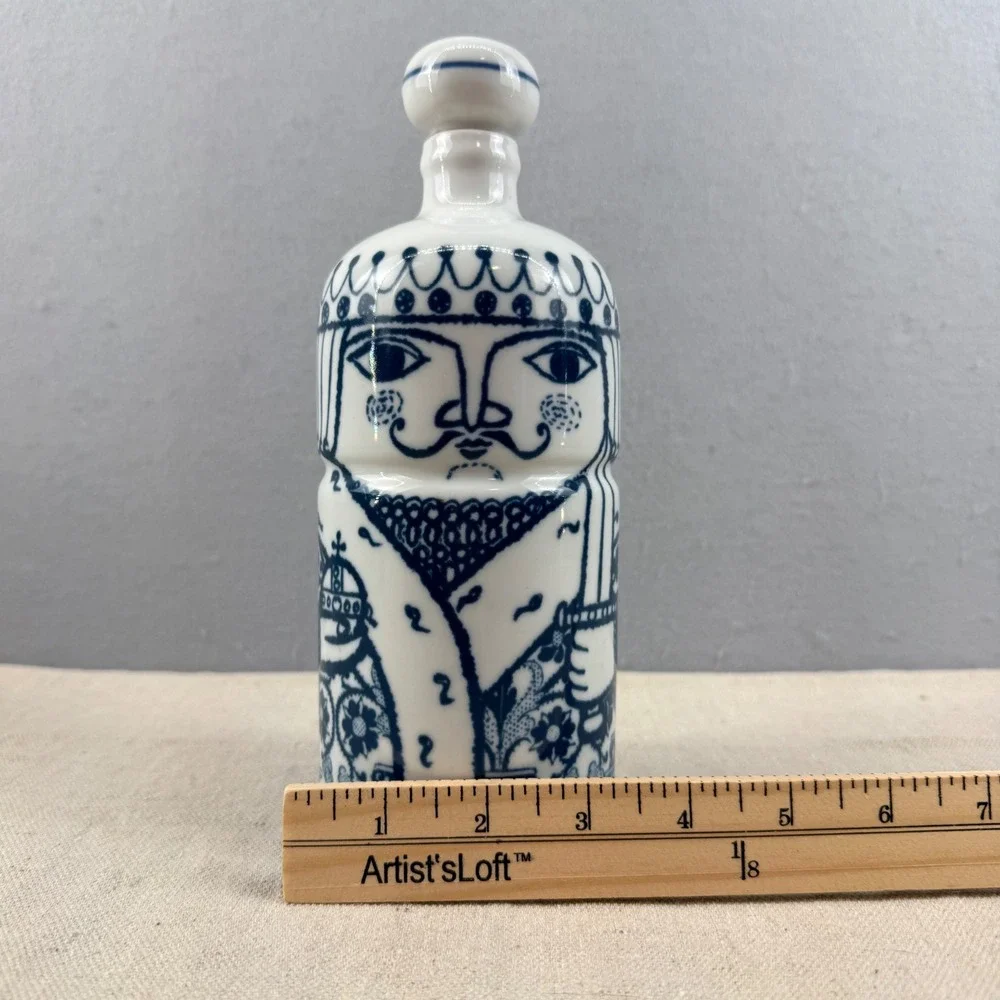 Vintage Altenkunstadt Western Germany Porcelain King‎ Decanter Blue White MCM